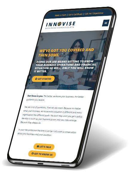 innovise business consultants mobile web mockup