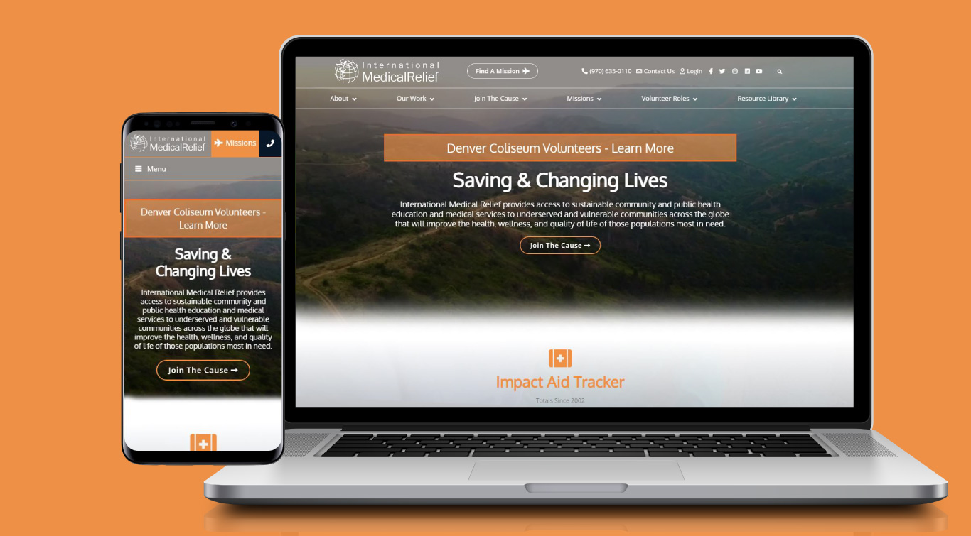 international medical relief homepage web design