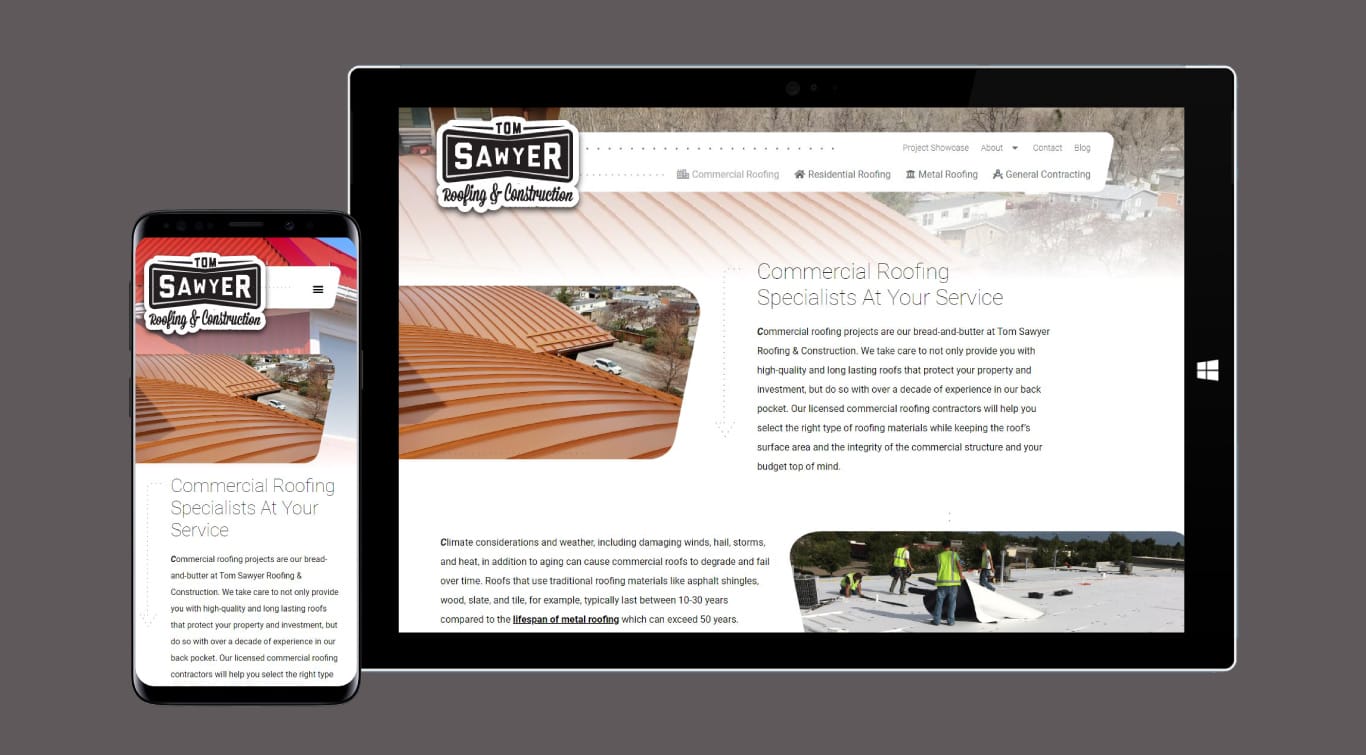 tom sawyer roofing and construction child page design