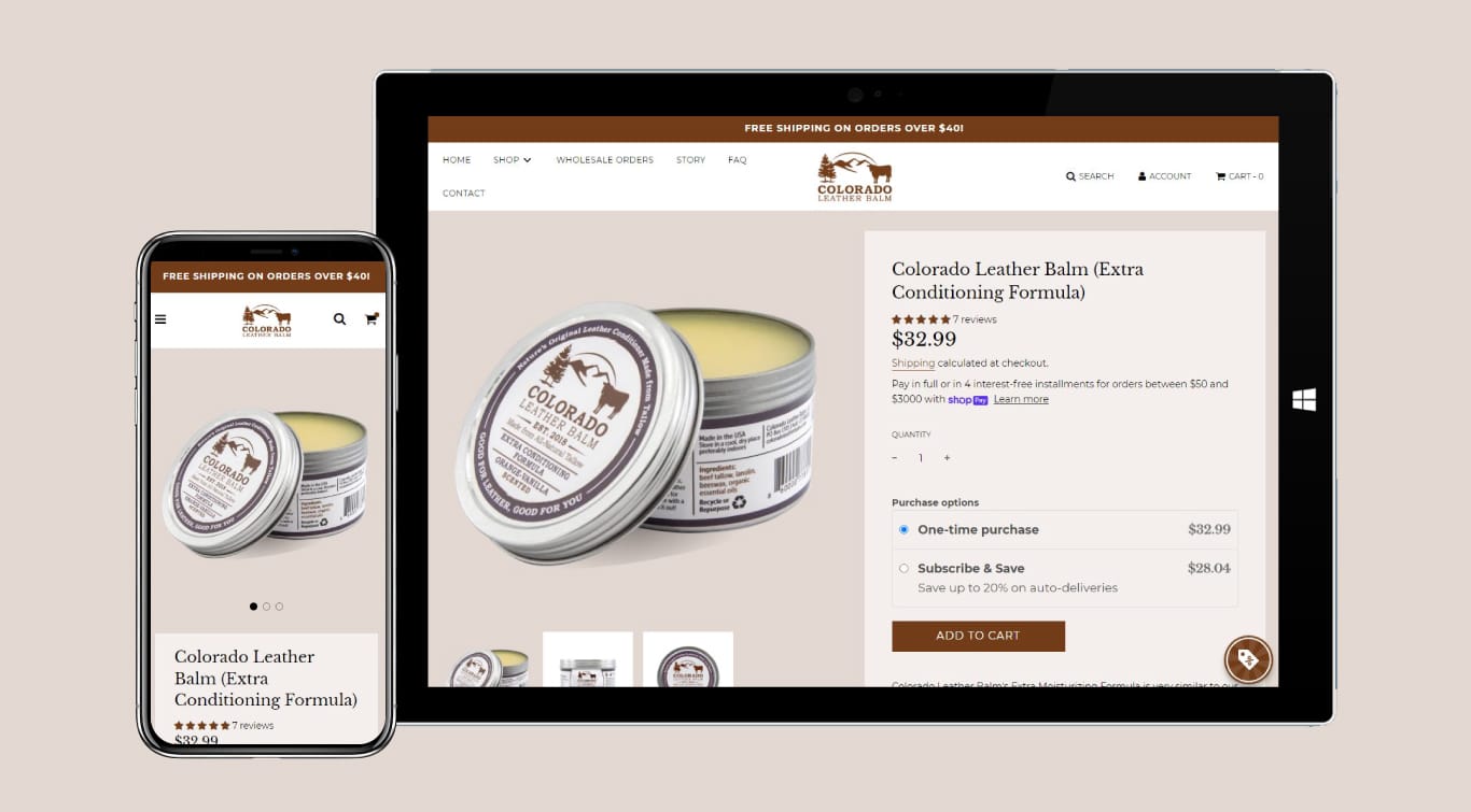 colorado natural balm product page design