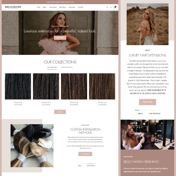 bello haven homepage shopify website by sage marketing group