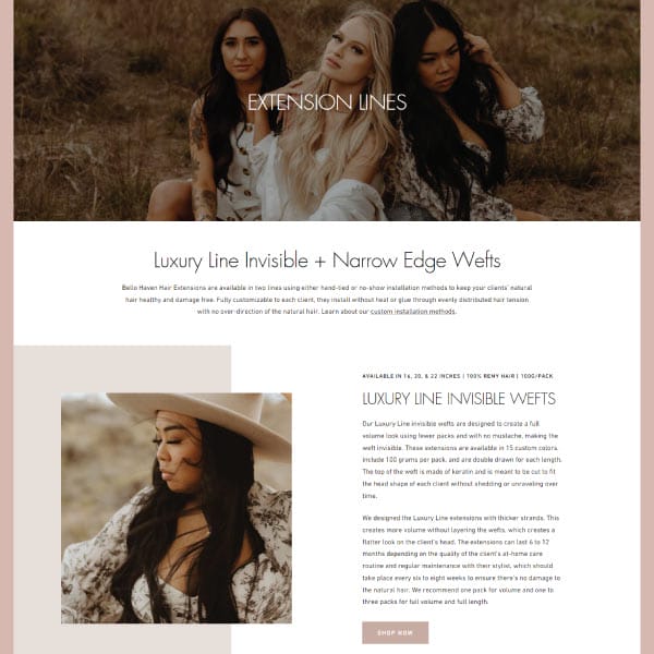 bello haven child page shopify website by sage marketing group